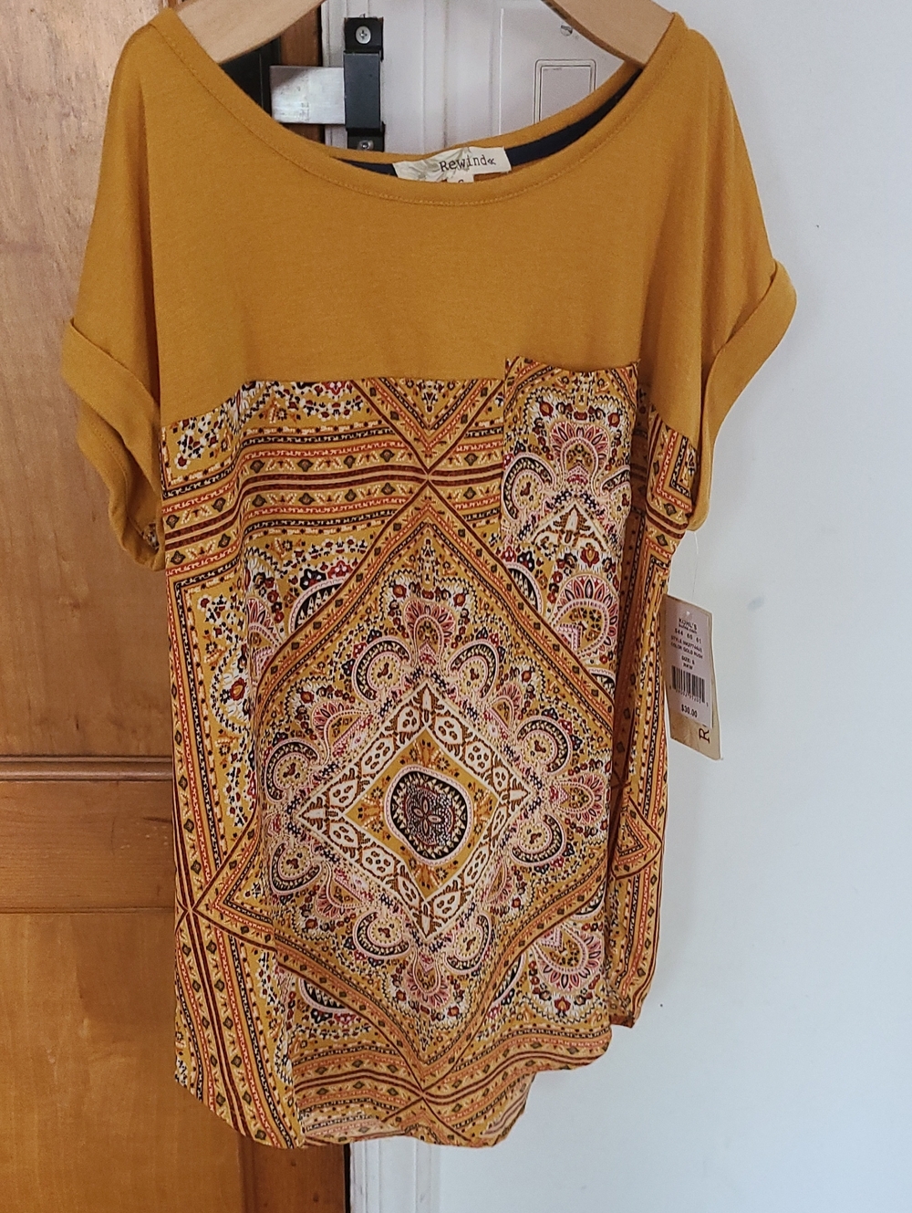 Mustard Yellow Printed Women's Top by Rewind
